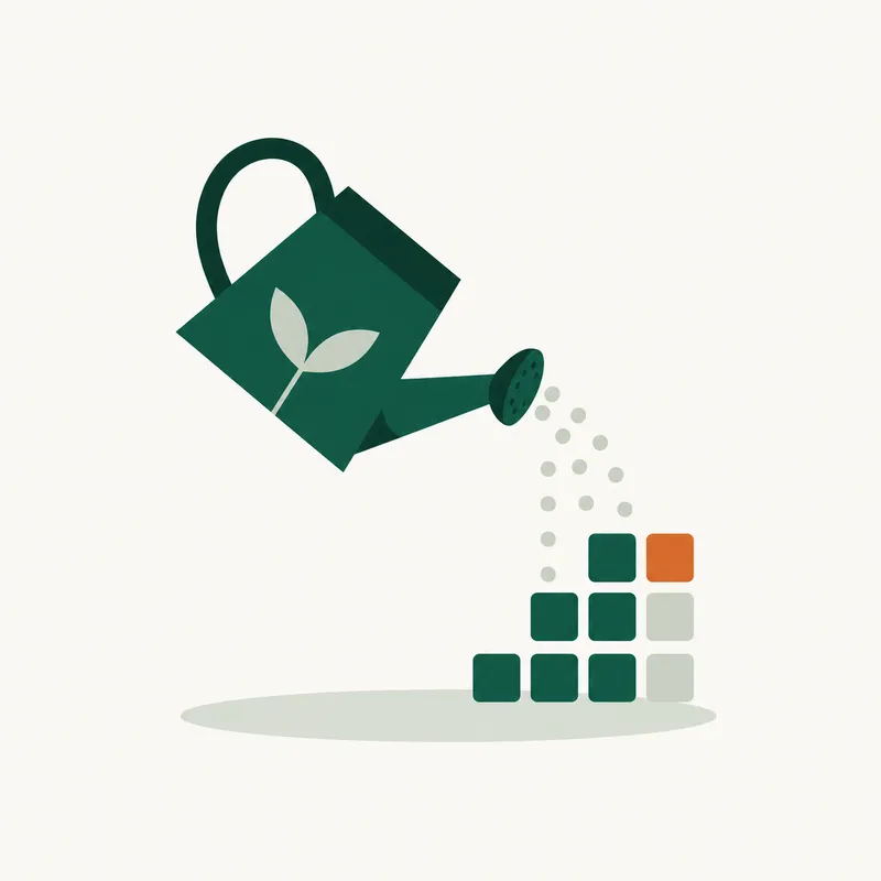 A watering can pouring droplets that become tidy records